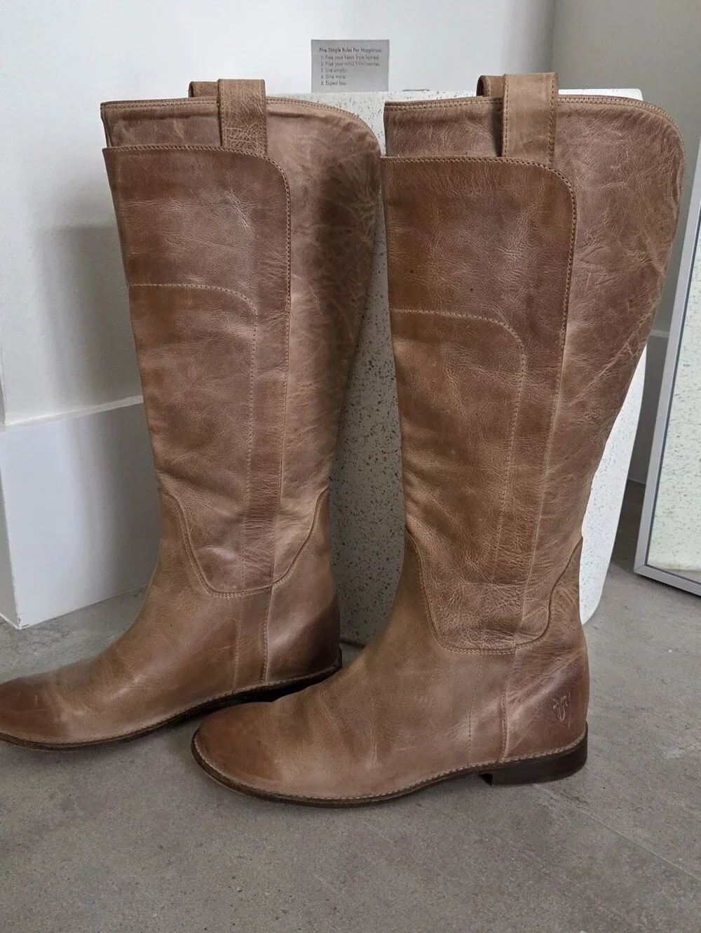 Frye Paige  Tan Over-the-Knee Leather Boots